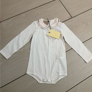 Brand new Gucci White Bodysuit Collar 12/18 months